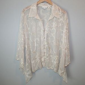 Dressbarn Women's Sheer Button Front Top HW6503